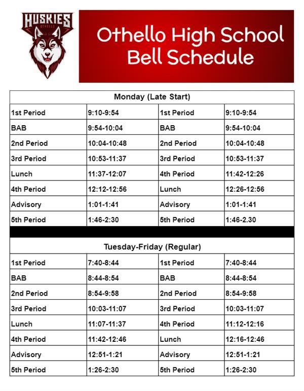 OHS Bell Schedule Image