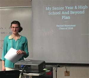 high school student presenting her high school and beyond plan 