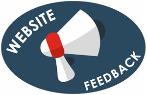 Megaphone with the words 'website feedback' 